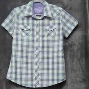Kuhl Plaid Short Sleeve Snap Shirt large